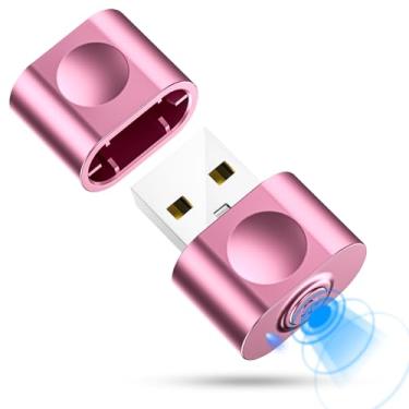 Imagem de aMZCaSE Mouse Jiggler indetectável, mouse mover jiggler USB com botão de interruptor, dispositivo de movimento automático de mouse indetectável com 3 modos de balanço, ligar e usar, mantenha o