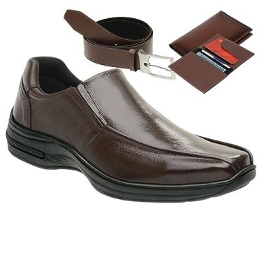 Imagem de Sapato Social Masculino Casual em Couro Moderno Ortopédico Cor:Marrom;Tamanho:46;Gênero:Masculino