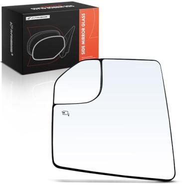 Imagem de A-Premium Vidro espelhado aquecido do lado esquerdo do motorista com placa de suporte - compatível com Ford F-150 F150 2015-2020 - Espelho plano de vista lateral externa com vidro Spotter