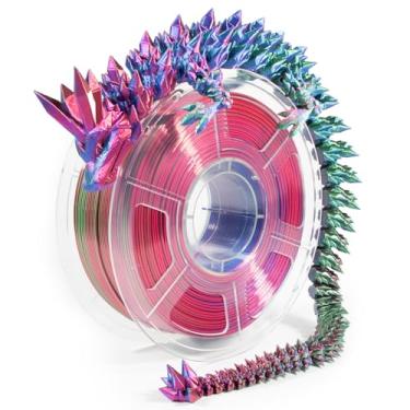 Imagem de iSANMATE Filamento PLA 1,75 mm, filamento PLA tricolor, filamento PLA arco-íris que muda de cor, PLA de seda de coextrusão +/- 0,02 mm, carretel de 1 kg (vermelho rosa, verde, azul)