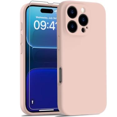 Imagem de Goodon Capa projetada para iPhone 16 Pro Max com protetor de tela - Capa de câmera aprimorada - Forro de microfibra macia - Capa protetora de silicone líquido à prova de choque para mulheres e meninas
