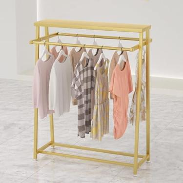 Imagem de Rack de roupas, organizador de metal, rack de armazenamento, loja de roupas, prateleiras de varejo resistentes, postes duplos, gancho de pendurar independente comercial multifuncional, C, C 120 x A