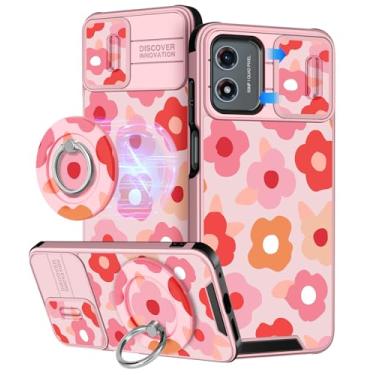 Imagem de Buleens Capa para Moto G Play 2024 4G - com suporte de anel e capa de câmera estética fofa projetada para mulheres meninas kawaii feminino flores florais capa de telefone para Motorola G Play 2024 4G