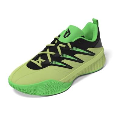 Imagem de adidas Tênis de basquete unissex com certificação Dame 3, Limão pulso/preto/verde grito, 5 Women/4 Men