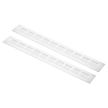 Imagem de METALLIXITY Grade de ventilação retangular (400 x 50 mm/15,75 "x 1,97") 2 peças, saída de ar de parede com venezianas de liga de alumínio - para armários de guarda-roupa cozinha, prata