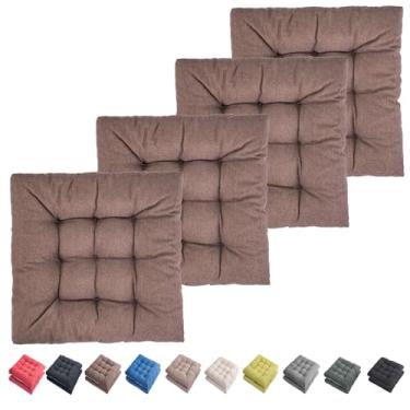 Imagem de SEKUMDAN Almofadas para cadeira de pátio 50,8 cm x 50,8 cm Conjunto de 4 almofadas de assento de móveis confortáveis para ambientes internos e externos cadeiras de cozinha de balanço (4, marrom