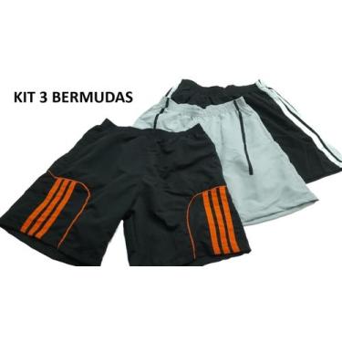 Imagem de Kit 03 Bermudas Masculina Tactel - 38 ao 44, Academia , Lazer e Treino