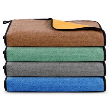 Imagem de Kit 04 Panos Flanela E Microfibra Dupla Face Toalha Para Limpeza Em Ge