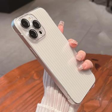 Imagem de Capa transparente ondulada sem moldura para iPhone 12 Pro 13 14 15 Pro Max Plus Proteção de lente de vidro Capa ultrafina, branca, para iPhone 14 Plus