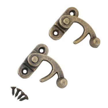 Imagem de Mini Conjunto de Trava de Fecho de Braço Oscilante Estilo Vintage, Conjunto de Trava Antiga Vintage, Mini Gancho de Captura de Chifre Curvo de Bronze, Com Parafusos de Montagem,