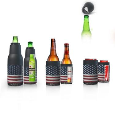 Imagem de malolu refrigerador de lata de cerveja 4 em 1, refrigerador de lata com parede dupla de aço inoxidável isolado para latas e bebidas de 12 onças, refrigerador de garrafa de cerveja isolado a