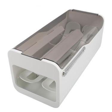 Imagem de Suporte de Ovos para Geladeira, Armazenamento Automático de Organizador de Ovos para Geladeira, Dispensador de Ovos de 2 Fileiras Com Tampa, Bandeja de Recipiente de Ovos (Branco