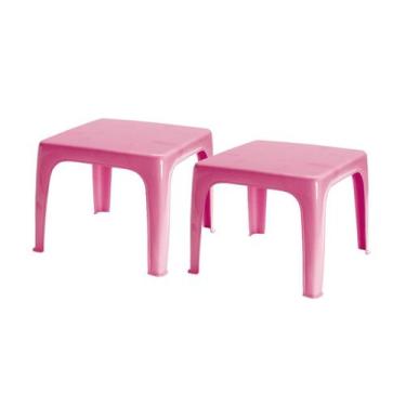 Imagem de Kit 2 Mesinha Mesa Kids Infantil Rosa 46x38 Cm Plástica Resistente Inj