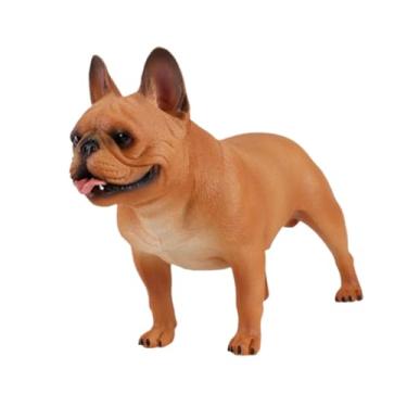 Imagem de Generic Estátua de cachorro Figure Puppy Sculpture Novelty Collectible Simulible Model Ornament Like Animal Dog for Office Party Shelf, Bulldog Francês Marrom