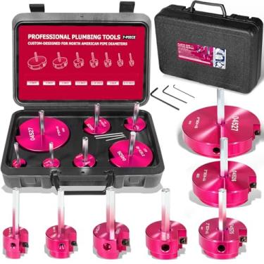 Imagem de Kit de alargador de encaixe de tubo de PVC 7 peças - conjunto completo de alargador de plástico se encaixa em brocas padrão de 1,27 cm contém PPR75, PPR100, PPR125, PPR150, PPR200, PPR250, PPR300,