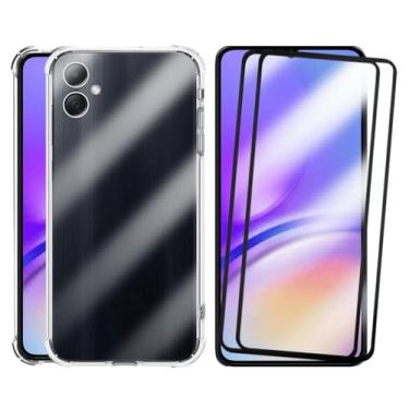 Imagem de Capa Capinha Anti Impacto e 2 Películas Vidro 3D Compatível Samsung Galaxy A05 Transparente Com Proteção de Câmera