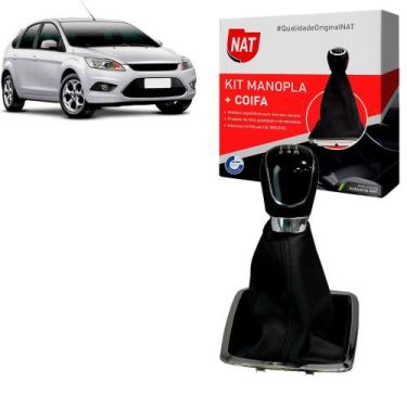 Imagem de Kit Coifa Alavanca Câmbio  Focus 2009 Até 2013  Preta com base Aro Com