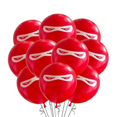 Imagem de Malayan Products Red NInja Balloons Latex Birthday Party Decorations, Shinobi Mask Theme Event Supply