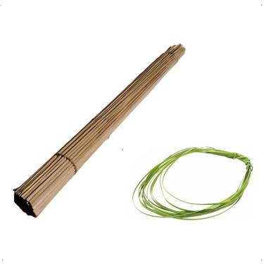 Imagem de Kit 30 Estacas Natural De Bambu 1 Metro Com Amarril Decoração Jardim Kit Jardinagem Estaca Para Planta Orquideas Rustico