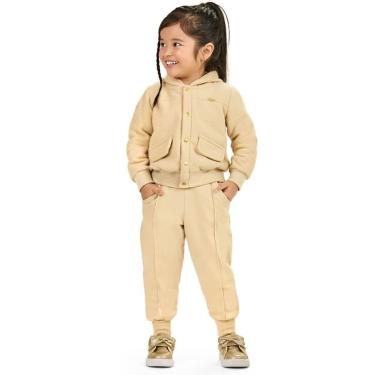 Imagem de Conjunto Infantil Inverno Menina Casaco Com Capuz Em tweed e Calça Moletom Peluciado - Angerô-Feminino