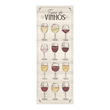 Imagem de Placa Decorativa Vertical Tipos de Vinho Adega Cozinha 15x40