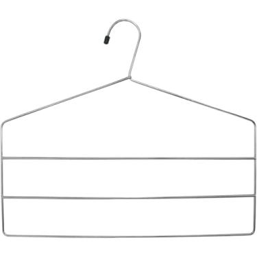 Imagem de Cabide Triplo Calceiro de Metal Inox Cromado Prata para Calças, Camisas e Bermudas — Organização e Estilo