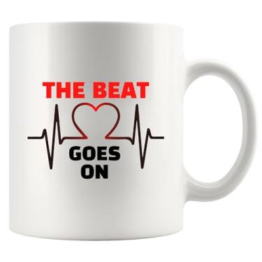Imagem de The Beat Goes On Recovery Gifts Heart Surgery Heart Attack Survivor Heartbeat For Coronary Artery Patient From Doctor Nurse Caneca de cerâmica 325 ml branca