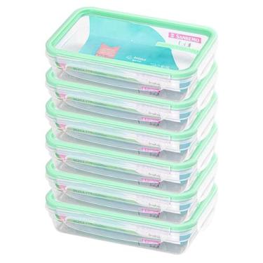 Imagem de Kit 6 Pote Plástico Hermético 820ml Freshy Verde Jogo 6 Potinho Plásti