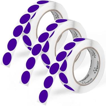 Imagem de Perco Etiquetas adesivas redondas roxas de 2,5 cm - Pacote com vários rolos (3 rolos, 1.000 etiquetas cada) - Adesivo permanente, cores vibrantes, fixação forte - perfurado para uso fácil - Feito nos