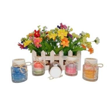 Imagem de Kit 02 Velas Perfumadas Artesanal No Vidro Granada (Azul com Sisal Natural, Essência de Melancia)