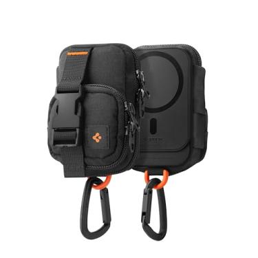 Imagem de Spigen Bolsa organizadora magnética Snapzip (MagFit) para iPhone 16, 15, 14, 13 e 12 - Preto