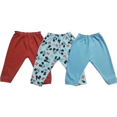 Imagem de 3 Calças mijões Pé aberta  bebe 100%Algodão estampado Menino Top - Bel