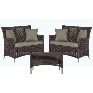 Imagem de 2 Sofás E Mesa Igapó Alumínio Fendi Corda Náutica E8 Trama Marrom