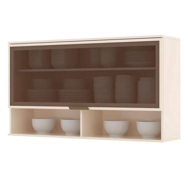 Imagem de Armário Aéreo 1 Porta Basculante de Vidro 120 cm Connect Off White – Henn