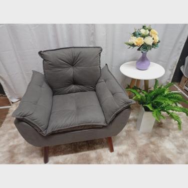 Imagem de Poltrona Opala Suede Cinza Escuro - pandora decor