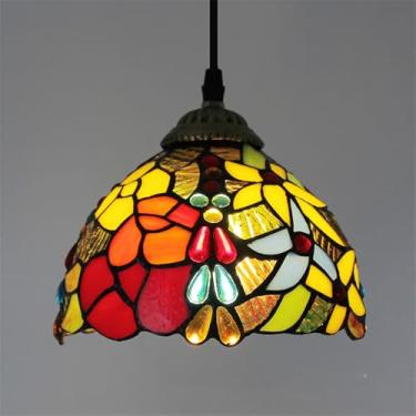 Imagem de OUFULA Luminária pendente contemporânea de vidro colorido, americana, retrô, criatividade, sala de estar, restaurante, quarto, villa, hotel, corredor, café, lustre (Estilo 17)