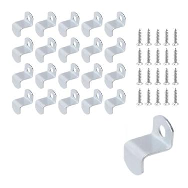 Imagem de T Tulead Clipes de lona para moldura de imagem, clipes de deslocamento de orifício único de 1,27 cm, clipe de espelho deslocado, 20 peças com parafusos