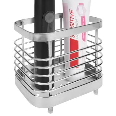 Imagem de Linkidea Suporte de escova de dentes elétrica, suporte de pasta de dente de vaidade inoxidável, organizador de slot único compatível com a série Oral-B iO, Philip Sonicare ProtectiveClean (prata)