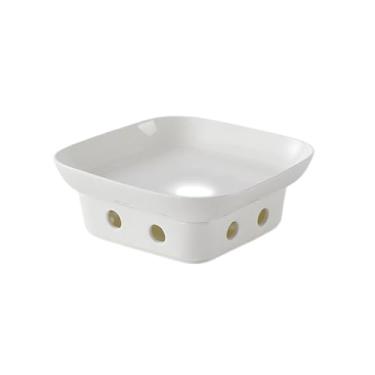 Imagem de Prato quadrado de cerâmica doméstico - placa quadrada média de 25,4 cm + base