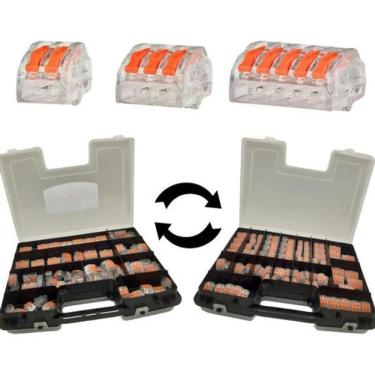Imagem de Kit 200Pçs Conector Emenda Alavanca Rápida Borne 2,3,5 Fios