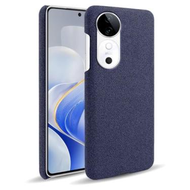 Imagem de Capa para vivo S19 5G,Capa desenhada em lona,Case Protetora Ultrafina com Empunhadura Macia,Design em Tecido Antichoque e Antiarranhões-Blue
