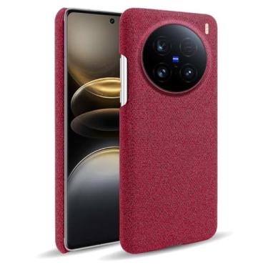 Imagem de Capa para vivo X100 Ultra 5G,Capa desenhada em lona,Case Protetora Ultrafina com Empunhadura Macia,Design em Tecido Antichoque e Antiarranhões-Red