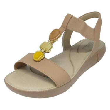 Imagem de Sandália Feminina Anabela Baixa Pedrarias Conforto Modare