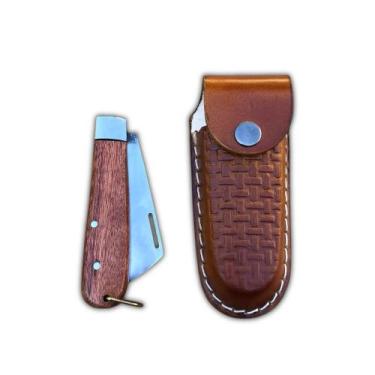 Imagem de Canivete Tradicional Madeira Com Bainha de Couro Legítimo Country - Ca