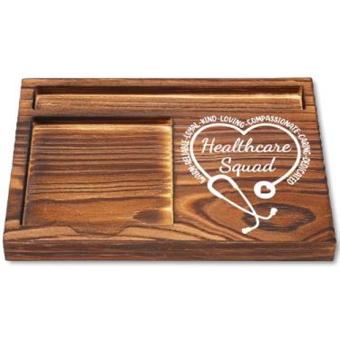 Imagem de Presentes de esquadrão de saúde, suporte de notas adesivas de madeira para enfermeiros e equipe médica, presente de agradecimento para profissionais de saúde, semana de enfermeira, formatura