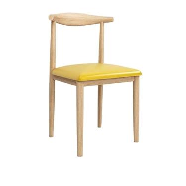 Imagem de Cadeira de jantar ergonômica com acolchoamento confortável e design resistente (cinza [almofada de couro amarelo])