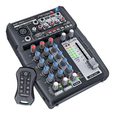 Imagem de mesa de som stetsom stm1003 3 canais 12v para igreja + controle longa 