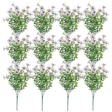 Imagem de Flores falsas ao ar livre, flores externas artificiais | Facos de flores falsas reais resistentes a UV | Plantas à prova de intempéries decoração adereços para o jardim de casamentos varanda de varand