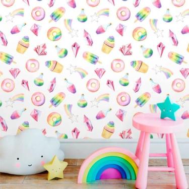 Imagem de Papel de Parede Autocolante Baby Arco Íris Doce 270 - Inove Papéis de 