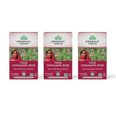 Imagem de Sacos de chá Tea ORGANIC INDIA Tulsi Cinnamon Rose, 18 sacos x 3 pacot
